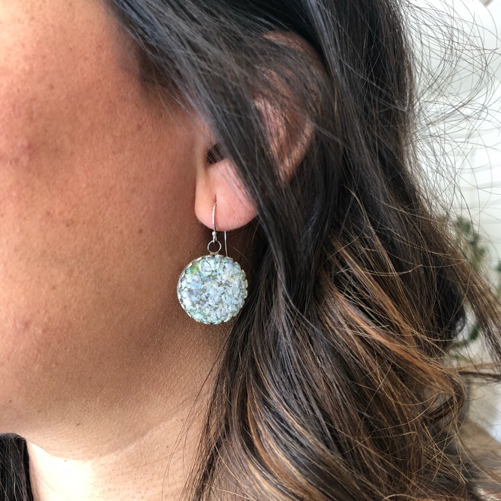 Roman glass Sterling Silver Earrings